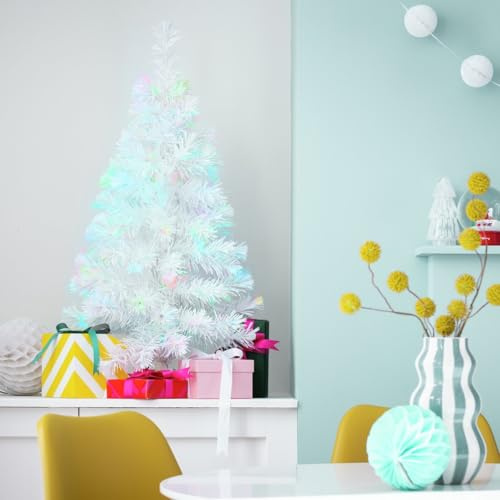Home 3ft Fibre Optic Small Christmas Tree - White