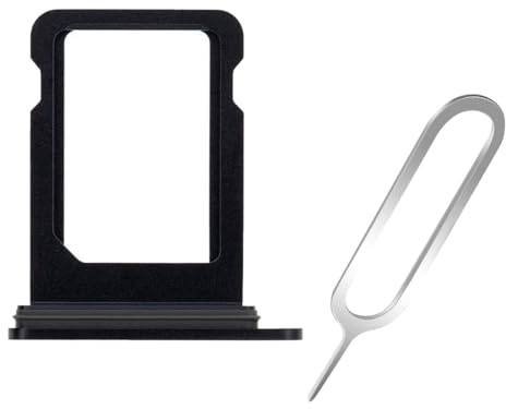 S&L ENTERPRISE SIM Card Tray Slot Holder Replacement Compatible with iPhone 12 Mini – 5.4 inch – 2020 Including Waterproof Rubber Seal Ring and Sim Card Tray Open Eject Pin – Black