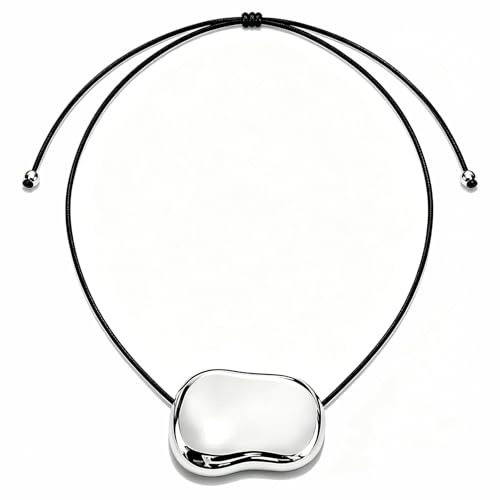MaicuQ Pendentif haricot en or 18 carats – Collier superposé en acier inoxydable 316L, cordon noir hypoallergénique réglable, bijou tendance pour le bureau et le quotidien – Collier haricot réglable