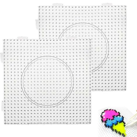 QEXUJOW Cuentas para planchar,Lentejuelas para planchar, 2 piezas de tablero perforado de 2,6 mm, juego de tablero perforado transparente, incluye 4 hojas para planchar (14x14 cm).