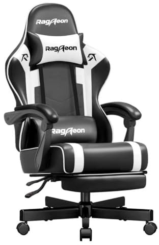 Riftracer Chaise Siege Gaming Ergonomique-Chaises de Gamer avec Appui-Tête et Support Lombaire Repose-Pieds Rétractable Inclinaison du Dossier de 90 à 135° Capacité de Charge de 200 Kg
