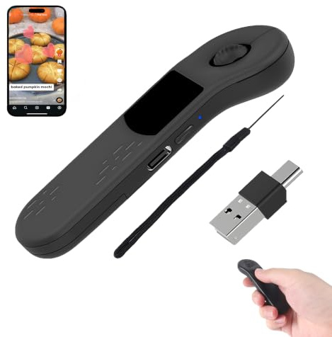 2-in-1 Air Mouse Kabelloser Bluetooth-Laser Präsentationsklicker mit Touchpad, Wiederaufladbare Handmaus mit Blätterfunktion für PPT/TikTok/Kamera/Kindle-App, für Smartphone Tablet PC Laptop–Schwarz