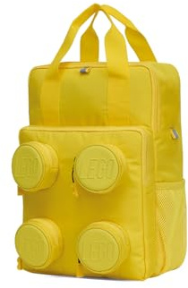 LEGO® Brick 2x2 Rucksack – 15 L, für Jungen, Mädchen & Erwachsene I Gelb | Leichter Rucksack Kinder für Schule & Freizeit, mit A4-Fach, 360°-Reflektoren, Flaschenfach & Fronttaschen