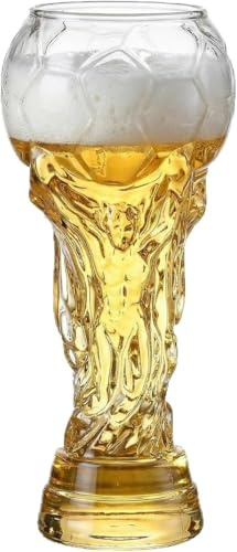 WOGOYO Trophy Style Beer Glass for 2026 Football Championship, Soccer Tournament Pint Glass, Large Beer Mug with Football Bottle Opener for Party & Gift for Father Men Soccer Fans (500, Millilitres)