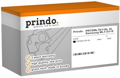 Prindo Samsung MLT-D116L (SU828A) Schwarz Toner - Alternative Druckerpatronen - Druckerzubehör geeignet für Verschiedene Samsung Drucker