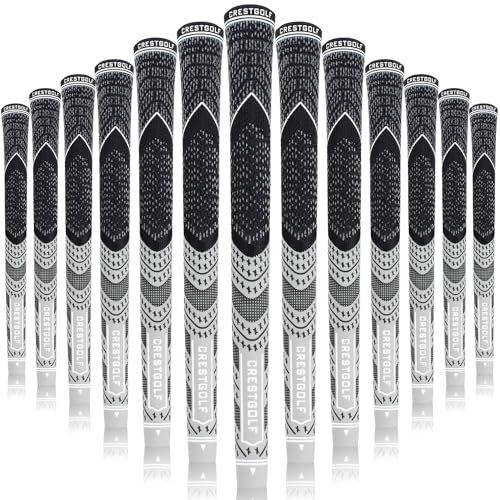 Crestgolf Aktualisierte Multi-Compound-Golfgriffe für Golfschläger, Set mit 13 Stück, mehr rutschfest, ökologische Baumwollgarn-Faden-Technologie (mittlere Größe)