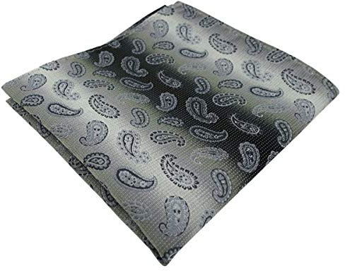 TigerTie Designer Einstecktuch in grau anthrazit grausilber Paisley gemustert - Stecktuchgröße 30 x 30 cm