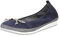 Fitters Footwear That Fits Damen Ballerina Celine Microfibre Komfort Ballerina mit Schleife Stretch Bund Übergröße (43 EU, dunkelblau)