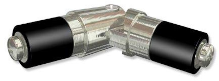 INTERDECO Gelenkverbinder/Eckverbinder für Gardinenstangen 16 mm Ø, Edelstahl Optik aus Metall