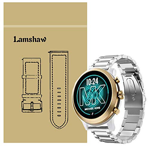 for Michael Kors MKGO Bands, LvBu Stainless Steel Metal Replacement Straps for Michael Kors Access MKGO Smartwatch (Silver)