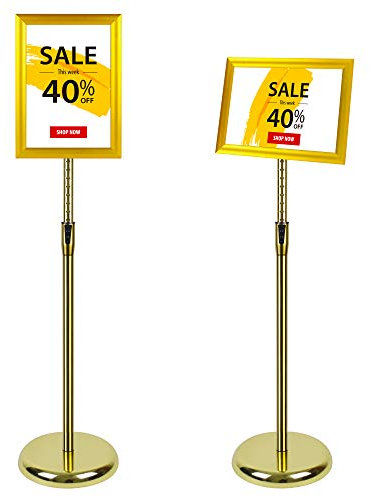 VAIIGO Infoständer Höhenverstellbar Aluminium DIN A4 Plakatständer Informationsständer Präsentationsständer Werbeständer (Gold, A4)