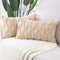 Madizz 2er Set Sanft Plüsch Kurze Wolle Samt Dekorativ Zierkissenbezüge Luxus Stil Kissenbezug für Sofa für Schlafzimmer Khaki 40x80 cm Rechteckig