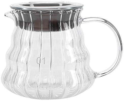 Fdit Transparent High Borosilicate Glass Coffee Pot Exquisite Coffee Maker Kettle Teapot Supply with Rubber Cover for Home Hotel Office(1#)