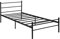 FURNITABLE Metallbett Einzelbett Gästebett, Bettgestell mit Lattenrost, Jugendbett Kinderbett Bettrahmen für Schlafzimmer Schlafsaal, 90 x 190 cm, Schwarz