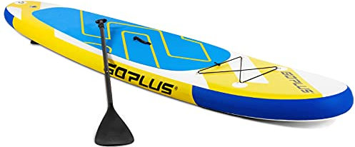COSTWAY Tabla de Paddle Inflable 305/335 cm, Espesor 15 cm con Accesorios, Mochila, Correa, Remo Flotante en Aluminio, Control Surf con 3 Aletas, Superficie Antideslizante (amarillo, 305 x 76 x 15 cm)