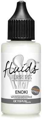 Octopus Fluids Resin Ink ENOKI, Alcohol Ink para resina epoxi, blanca para efectos fuertes de petri dish art, color de resina epoxi blanco para resin art, líquido de tinte de resina, 30 ml