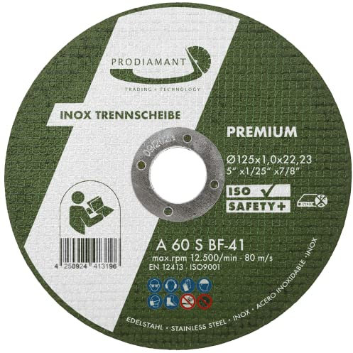 PRODIAMANT Disco da taglio 125 mm x 1,0 mm, 50 pezzi in acciaio inox per metallo, acciaio e acciaio inossidabile