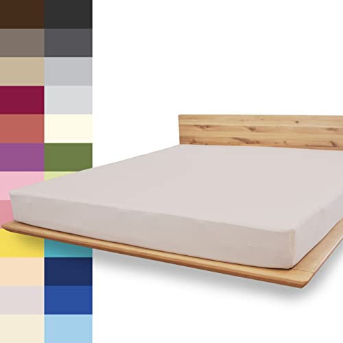JONA SLEEP® Premium Spannbettlaken (180-200 x 200 cm) Jersey Baumwolle Kiesel - 220 g/m² - ÖKO-TEX 100 zertifziert - Made in Austria