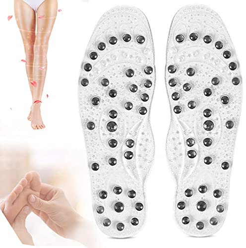 Magnetische Einlegesohlen Massagesohlen -Magnetische Schuheinlagen Einlegesohlen für Akupressur und Massage, Orthopädische Sohlen Gel Schuheinlagen zum Abnehmen Durchblutung (Size:S,Color:Transparent)