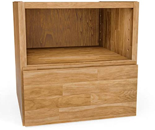 Square Massivholz Regalwürfel + Schublade unten + Einlegeboden | Buche 37,6 x 37,6 x 32 cm | Grundmodul inkl. Zubehör für individuelles Flexibles Würfelregal | Regalsystem mit Erweiterungen