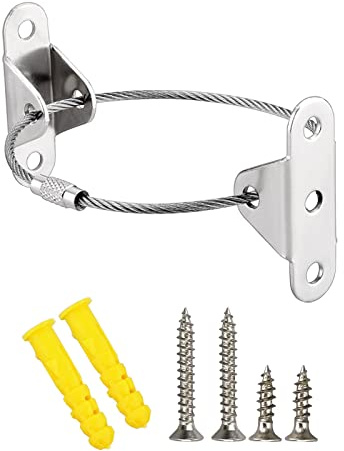 Confezione da 6 cinghie in metallo anti punta per mobili kit di prova per bambini, fissaggio a parete per mobili cinghie di sicurezza per libreria, armadietto, comò, argento e nero