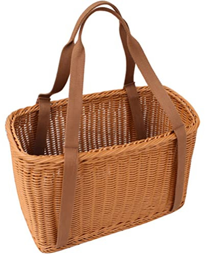 Cabilock Panier à provisions en osier avec anse, panier à provisions en rotin tressé Panier de rangement en osier Panier de transport pour légumes, fruits, stockage des aliments L