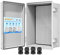 Waterproof Junction Box ABS Plastic, Outdoor Electrical Box IP67 Hinged Cover Project Box with Mounting Plate Wall Brackets and 2 Cable Glands, Grey Electrical Enclosure 13.8x9.8x5.9