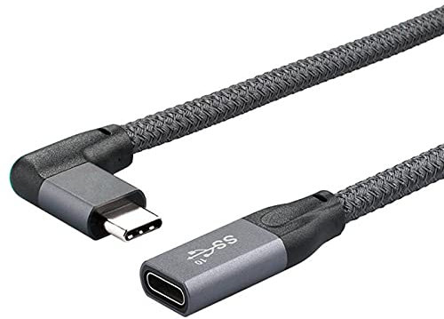 ZHIZAIHU 100W 5A Cable de Extensión Usb3.1 Tipo C Curvo 4K @ 60Hz 10Gbps Cable Extensor USB-C Gen 2 para Ordenador Portátil 20Cm