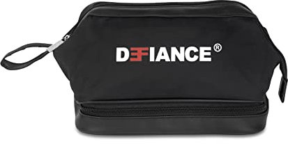 Defiance Match Day Travel Wash Bag - Toiletry Bag for Men, Water-Resistant Perfect for The Gym, Shaving, Organiser Bag, Shower, Bathroom with Handle and Double Zip (Black)