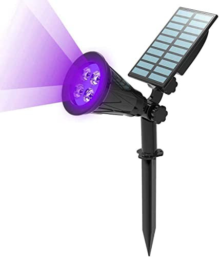 T-SUN - Foco solar LED súper luminoso 250 lm para exteriores, jardín, paisaje, luz púrpura, encendido automático por la noche/apagado automático durante el día, pared, piscina