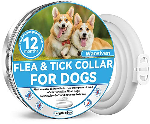 Wansiven Collier Anti Puces pour Chien, 65cm Réglable Collier Anti-Puces et Tiques pour Chiens et Imperméable, 12 Mois Collier Antiparasitaire pour Chiens (D-0110-1pack)