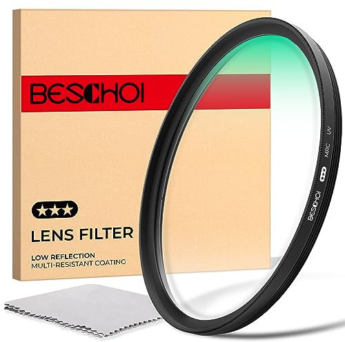 Beschoi Filtre UV 40,5mm et Chiffon de Nettoyage Filtre de Protection 30 Couches de Nano-Revêtement/Haute Définition/Étanche/Résistant aux Rayures/Ultra-Mince pour Objectif d'Appareil Photo