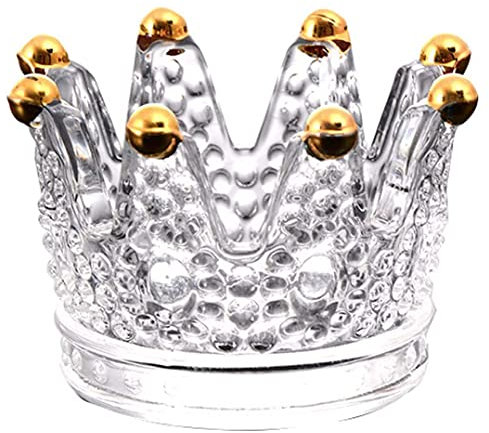 AKOAK 1 Packung Krone Glaswaren Kerzenhalter, Elegante Glas Teelichthalter, Teelicht/Tischkerzenhalter Dekoration, Votivkerzenhalter, Hochzeit, Party, Abendessen, Familie Dekoration (Golden)