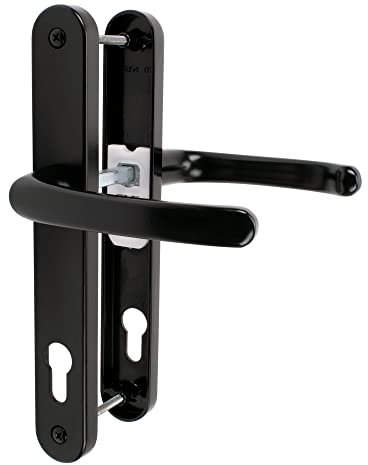 JCP PRO uPVC Door Handle Pair Set Sprung 92 PZ 92mm, Backplate 246mm x 32mm (215mm Screw Centres, Black)