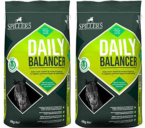 SPILLERS Daily Balancer Horse Feed (15KG x 2) Mint & Rosemary | Contains Vitamins, Minerals including Biotin, No Added Iron, Supports Hoof Health, Provides Balanced Diet for Horses & Ponies