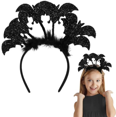 Bluelves Fledermaus Haarreif für Halloween-Kostüme, Halloween Kinder Fasching Kostüm Karneval Party Accessoire,Bat Headband Stirnband,Fledermaus Ohren mit Glitzereffekt für Damen & Herren