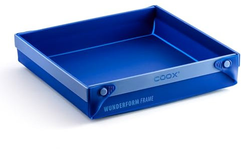 coox WUNDERFORM Frame MQ in Blau: Die erste faltbare Silikon Kastenform für grenzenlose Backkreationen - perfekt für Kuchen, Brot und Aufläufe