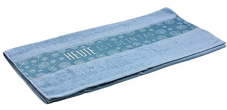 Dekohelden24 ***Badetuch/Handtuch/Duschtuch, Strandtuch in Hellblau mit Aufschrift - Heute ist Dein Tag -, 100% Baumwolle, Größe L/B: ca. 70 x 140 cm