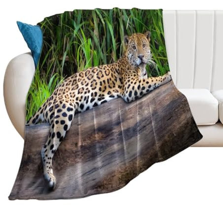 Wildtier-Leoparden-Jaguar-Decke, flauschige Überwurf, weiche Fleece-Decken für Männer, Frauen, Jungen, Mädchen, gemütliche Plüsch, bequeme Mikrofaser-Überwurfdecke für Couch, Sofa, Bett, Stuhl, 150 x