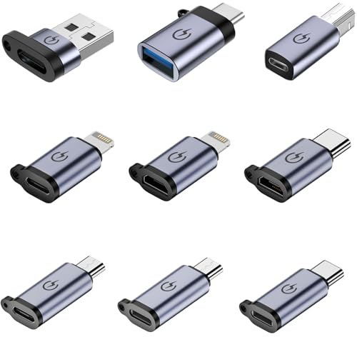 USB C to Micro Adapter, USB C/Micro to Lig-htn-ing Adapter, Micro to USB C Adapter, USB C to USB Adapter,USB to USB C Adapter,USB C to USB B Adapter,9 Stück.