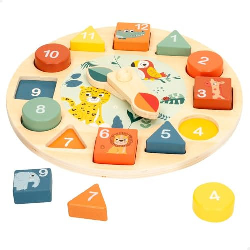 WOOMAX 47571 Colorbaby Holz Spielzeug Uhr, Zookabee