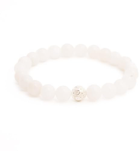 BERGERLIN Mondstein Armband - Perlenarmband aus echtem Naturstein mit 925 Sterling Silberperle