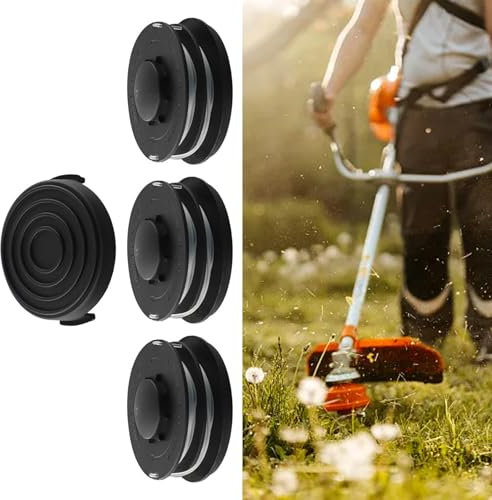 Sileduove Fadenschneider Spulenkappe + 3× Rasentrimmerspulen Fadenspule Set passend für Einhell GC-ET 4530 3405685 Spulenkappenabdeckung Trimmerkopf-Kit