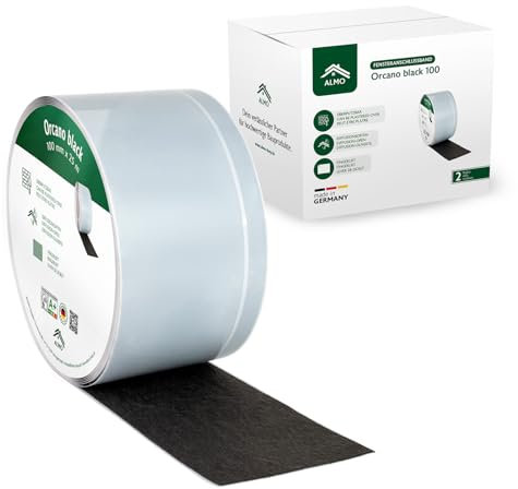 ALMO 2x Premium Fensteranschlussband für außen vollflächig Selbstklebend - Überputzbar mit Fingerlift - 100mm x 25m Fensterdichtband für den Außenbereich, Wind- und Schlagregendicht