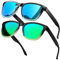 KANASTAL 2 Packs Green Sunglasses Mens Polarised Blue Mirrored Retro Womens Square Retro Polarized Cool Ladies UV400 Protection - Blue Lens + Green Lens