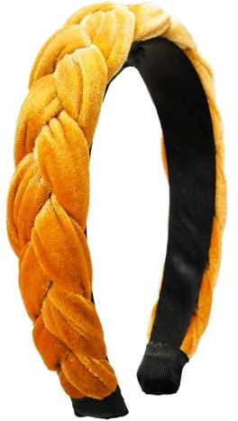 Alpenflüstern Trachten-Haarreif Samt Flechtoptik - Damen Haarschmuck rutschfest, Haarband geflochten fürs Dirndl ADV132 (gold-gelb)