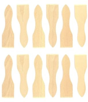 Fackelmann 9933850 Lot de 12 spatules raclette en bois, spatule à raclette, spatule appareil à raclette, spatule poêlon, Bois, 12,8 x 3,7 cm