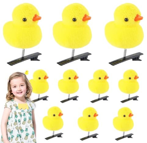 Enten-Haarklammern, gelbe Enten-Haarnadeln, niedliche Entenschnabel-Haarklammern, 10 Stück, modische Cartoon-Gummi-Haarnadeln, Haarnadeln