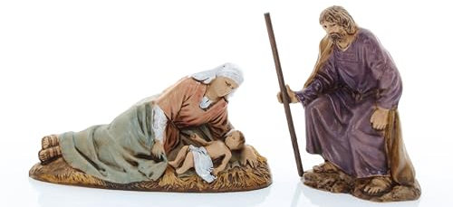 Moranduzzo Natività 3 Soggetti Madonna Stesa per Presepe da Cm 10 Scala 1:20-Statuine Presepe Indistruttibili- Stile 700', Pittura Rifinita a Mano,Prodotto Ufficiale, Made in Italy, Scultore M. Landi