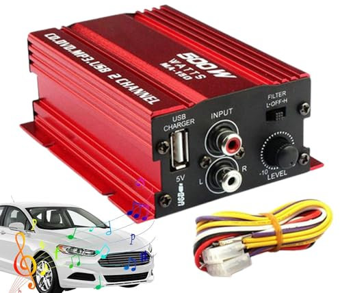 Amplificador estéreo para automóvil, Amplificador de 2 canales Audio para automóvil,Amplificador pequeño de audio para automóvil - amplificador para coche, amplificador estéreo de 2 canales, amplifica